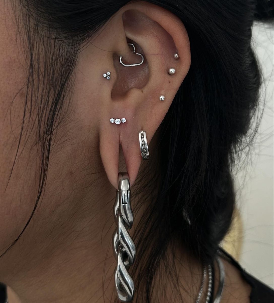 Curated ear with fine body jewelry