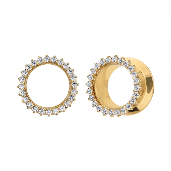 Double Flared Eyelet - Caz - Single Row of 2mm 3 Prong Settings - SPECIAL REPEATING GEM PATTERN: (2) White Diamonds, (1) Black Diamond - 1/4in Wearing Surface