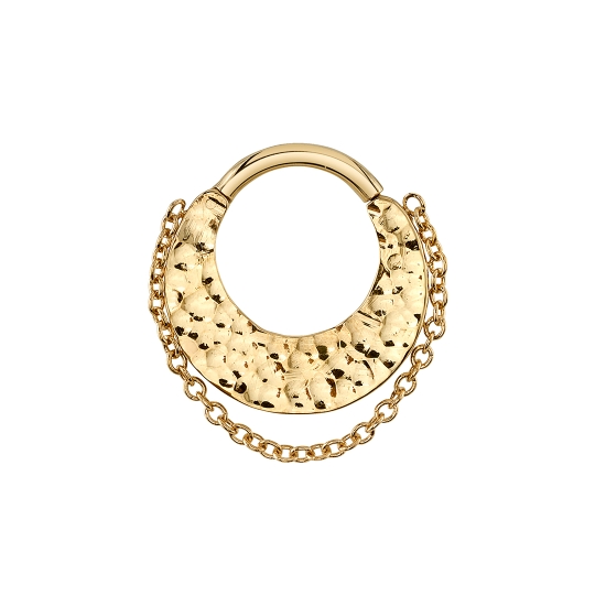 Sea - Hammered Shield with Hinge Closure - 1mm Cable Chain Hanging Slightly Below Bottom of Shield