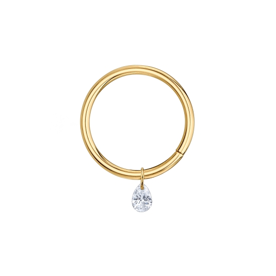 DRILLED PEAR CHARM RING - NIPPLE ORIENTED