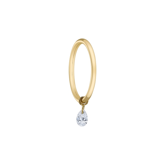 DRILLED PEAR CHARM RING - NAVEL ORIENTED