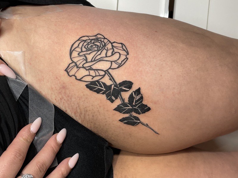 Blackwork floral silhouette