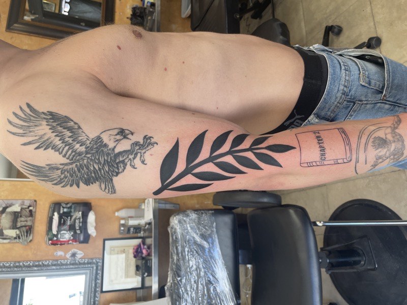 Blackwork tattoo — geometric pattern composition