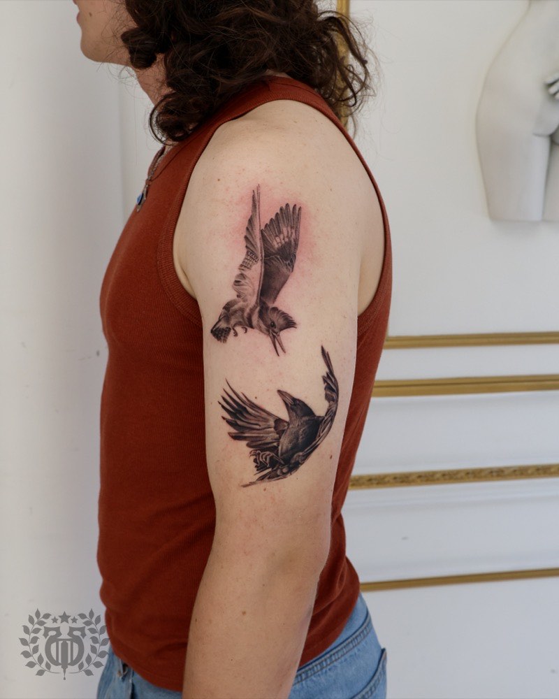 Japanese phoenix tattoo — ho-o with peony and paulownia pairings