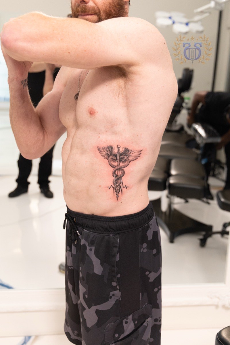 Japanese foo dog tattoo — karajishi guardian with peony