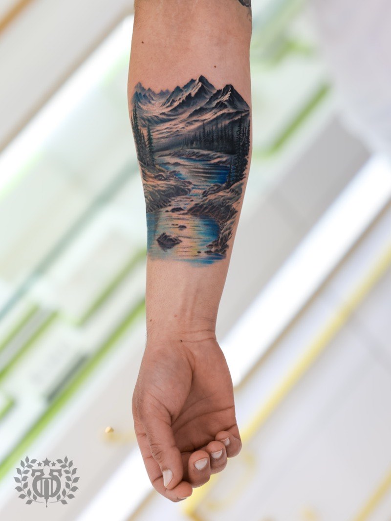 Japanese snake tattoo — hebi coiling through chrysanthemums