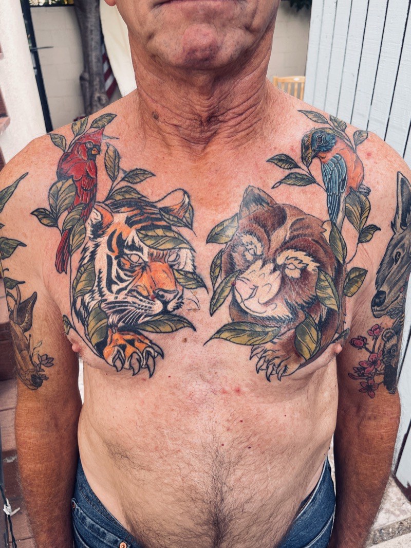 Traditional eagle tattoo — spread-wing chest piece