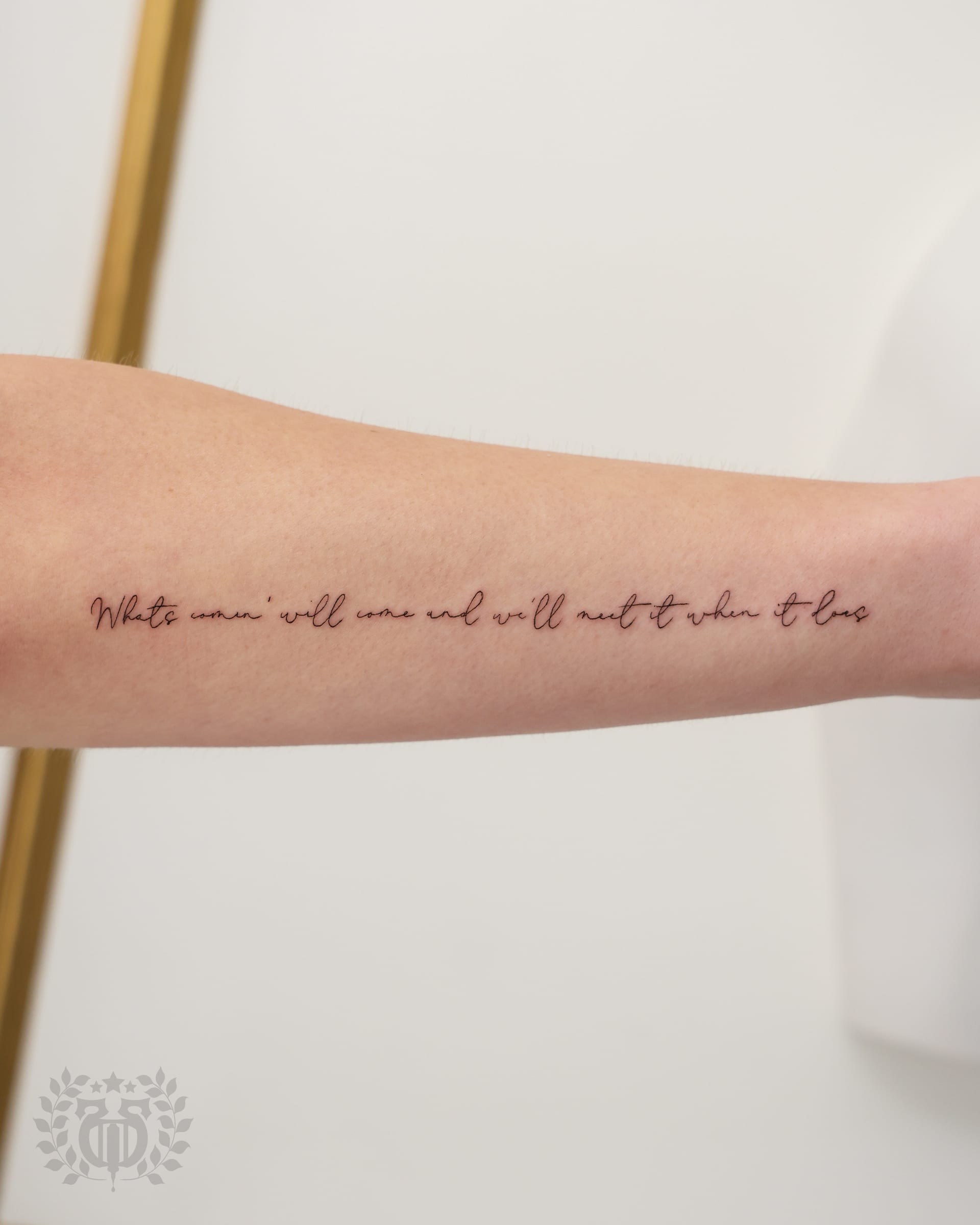 Fine line script lettering tattoo at Apollo Studio Los Angeles