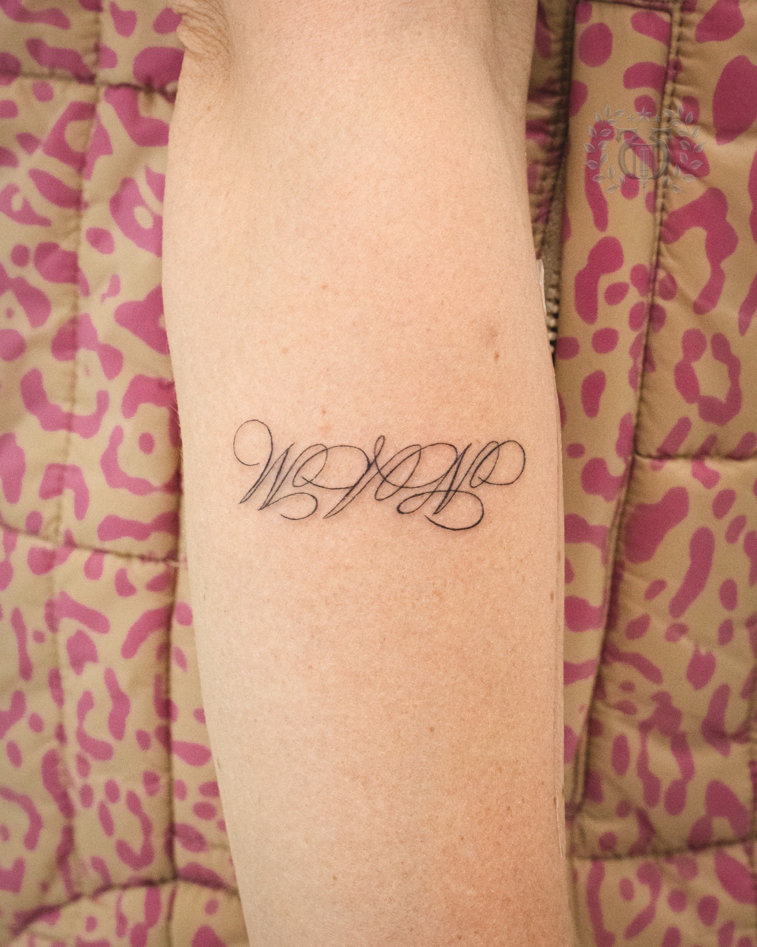 Script lettering tattoo at Apollo Studio Los Angeles