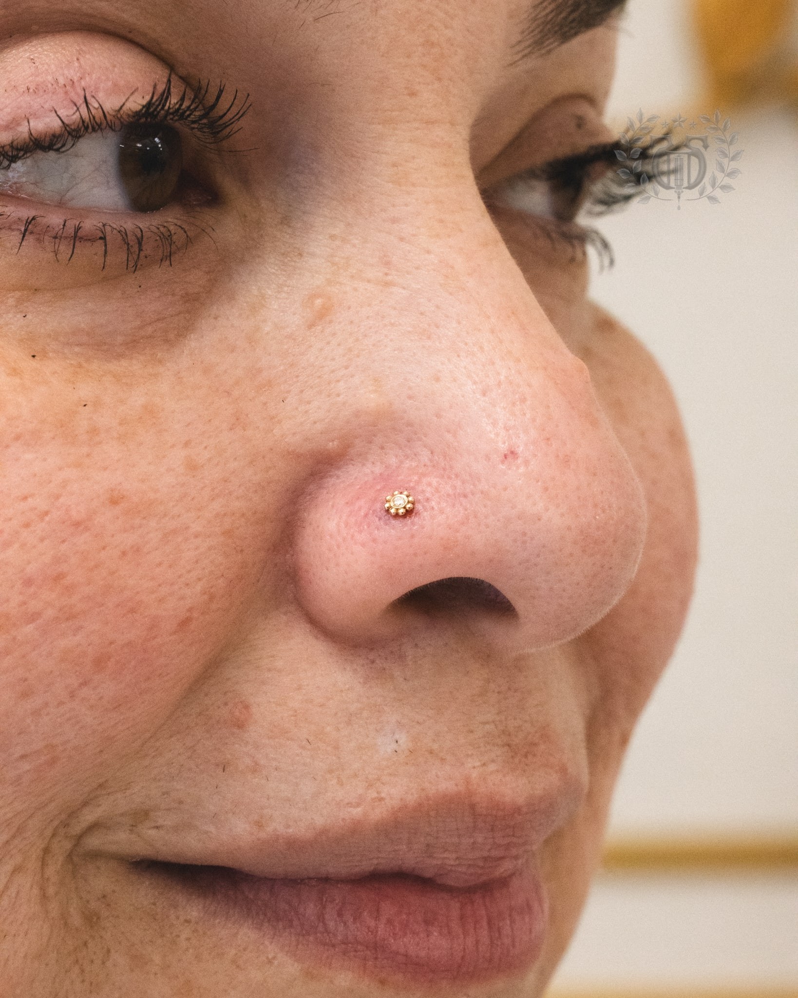 Nostril piercing at Apollo Studio Santa Monica