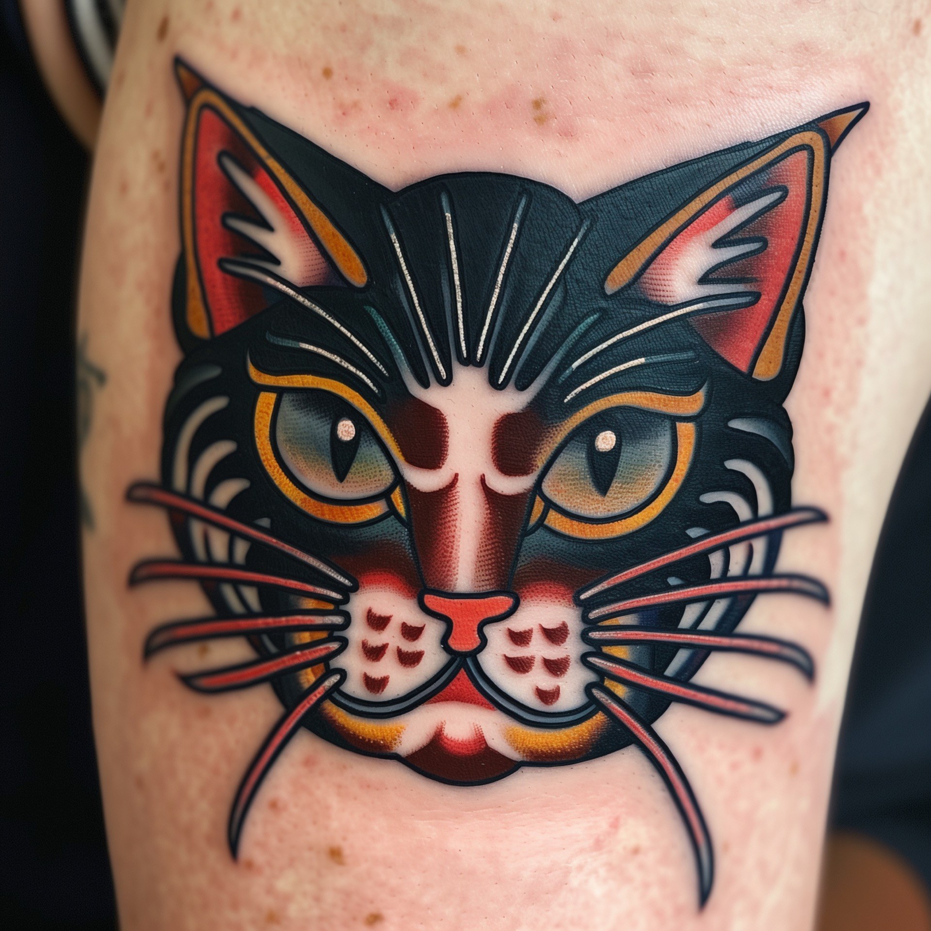 American traditional cat head tattoo at Apollo Studio Los Angeles