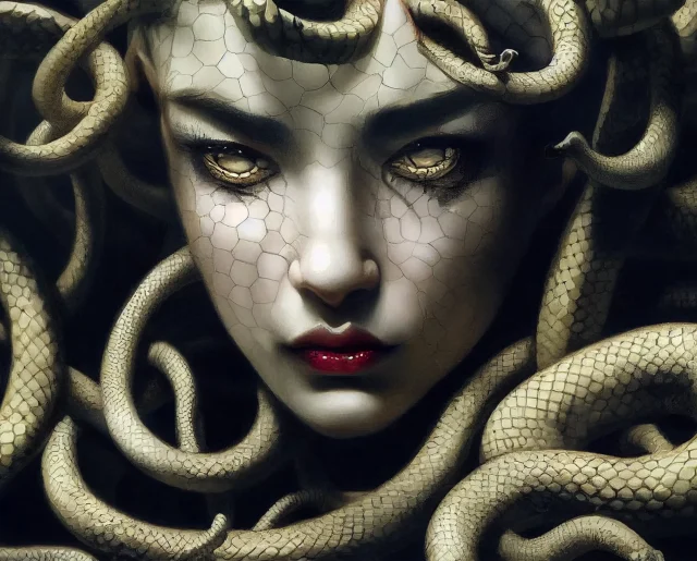 Fine line Medusa tattoo